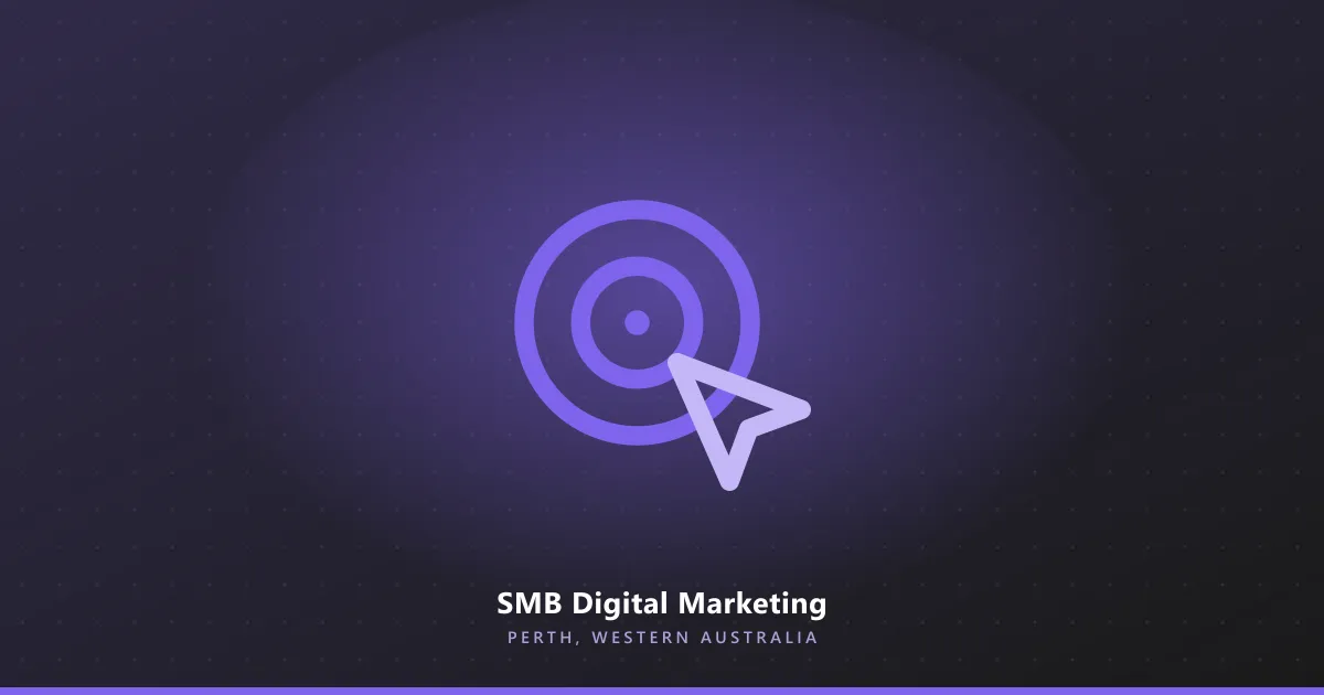 Line illustration of a target with a mouse cursor beside it, on a dark purple background