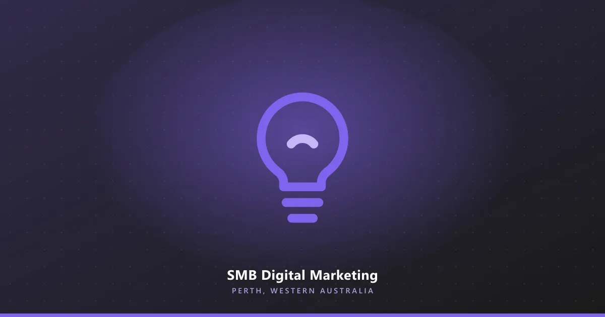 Line illustration of a lightbulb, on a dark purple background