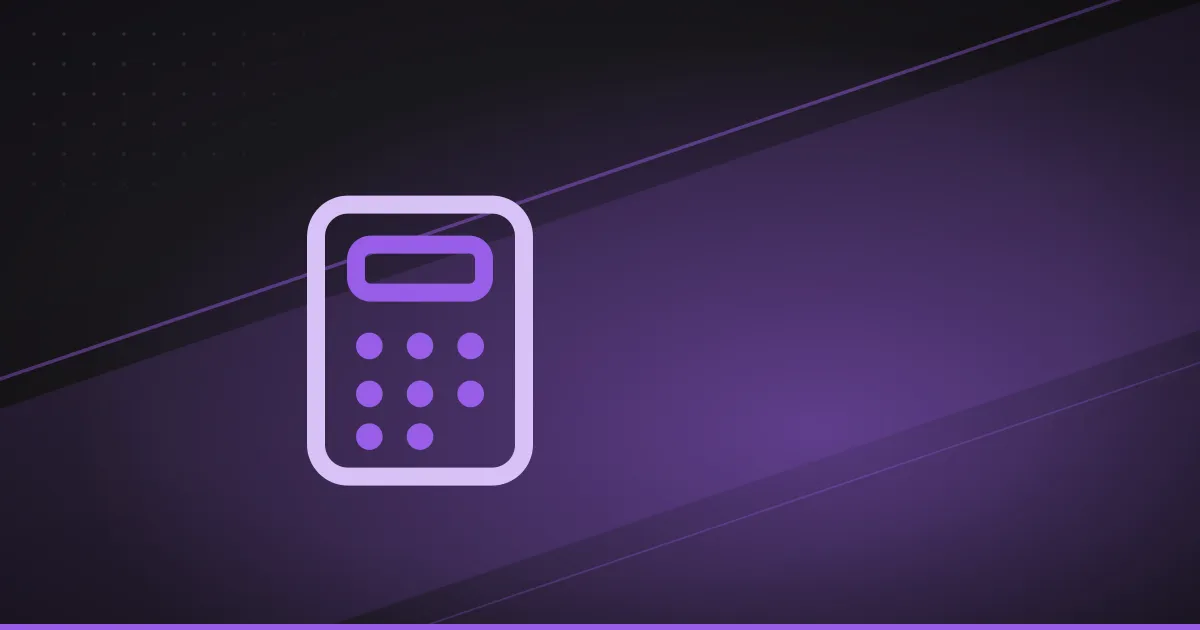 Line illustration of a calculator, on a dark purple background