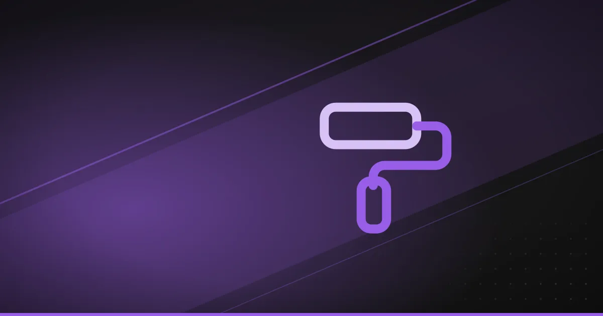 Line illustration of a paint roller, on a dark purple background