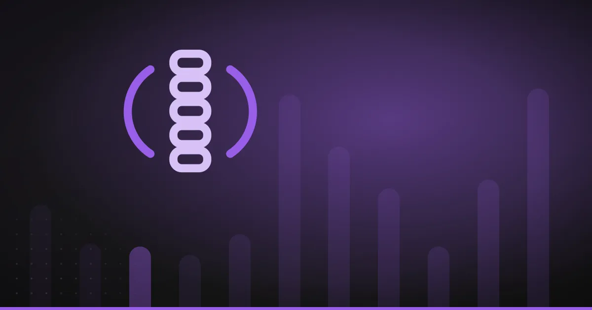 Line illustration of a spine, on a dark purple background