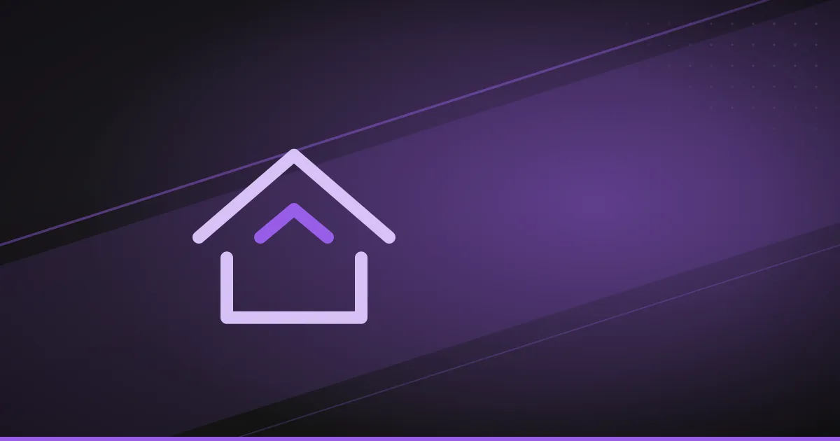 Line illustration of a house roof, on a dark purple background